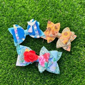 Colorful Floral Kids Hair Bow Set